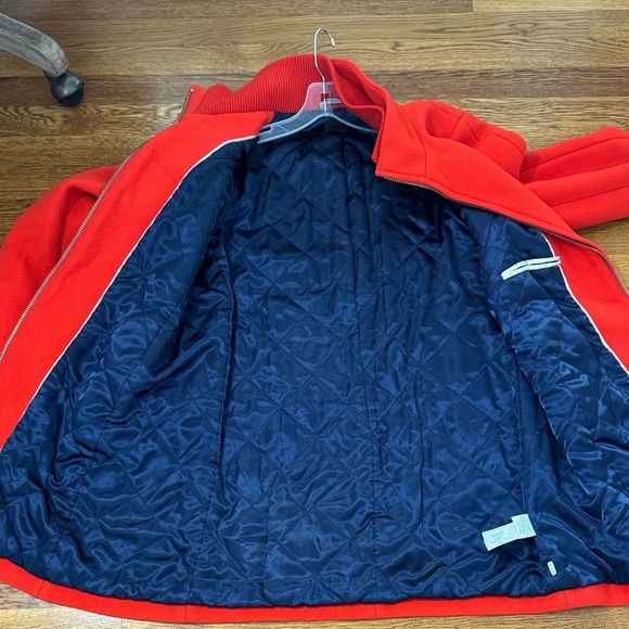 J CREW LODGE COAT IN ITALIAN STADIUM CLOTH WOOL Orange Red Size 14 - Picture 13 of 13